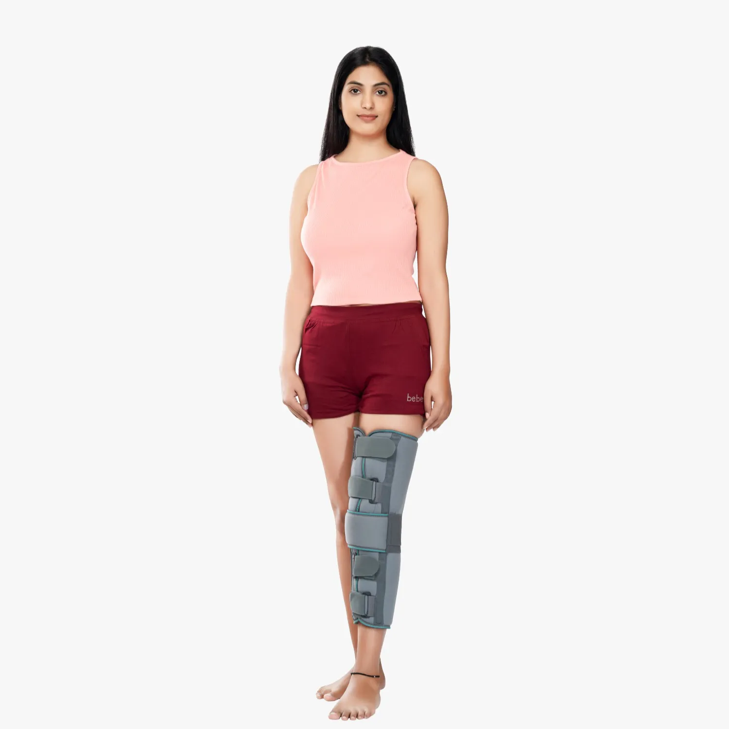 Knee Brace (Knee Immobilizer) - Short 22" 1 Grip India Knee Support with Hinges – DT is designed to provide uniform compression and lateral support to the knee. It features a patella opening, lightweight hinges and Hook & Loop closures for easy application. Knee Brace (Knee Immobilizer)